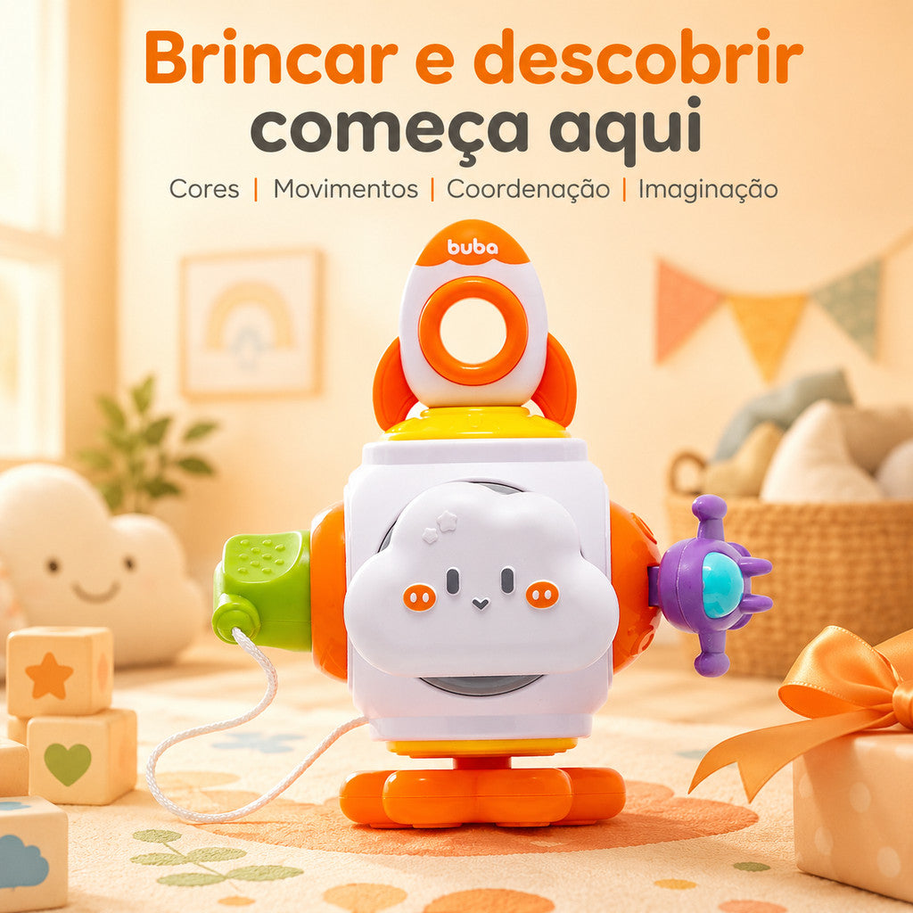 Brinquedo Sensorial Infantil Buba Foguete De Atividades Bebê Interativo Original Painel Sensorial Interativo