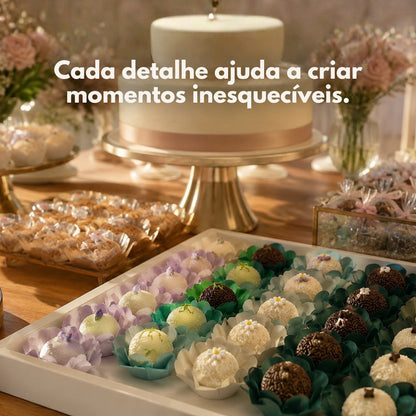 200 Forminhas Tons de Verde Luxo Forminha Para Doces Finos Casamento Festa Mesa Elegante Premium