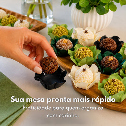 200 Forminhas Tons de Verde Luxo Forminha Para Doces Finos Casamento Festa Mesa Elegante Premium