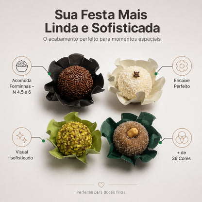 200 Forminhas Tons de Verde Luxo Forminha Para Doces Finos Casamento Festa Mesa Elegante Premium