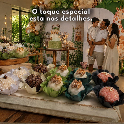 200 Forminhas Tons de Verde Luxo Forminha Para Doces Finos Casamento Festa Mesa Elegante Premium