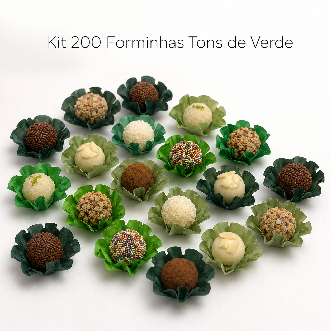 200 Forminhas Tons de Verde Luxo Forminha Para Doces Finos Casamento Festa Mesa Elegante Premium