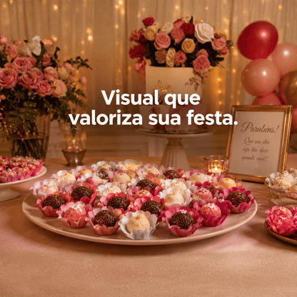 200 Forminhas Tons de Rosa Luxo para Doces Finos