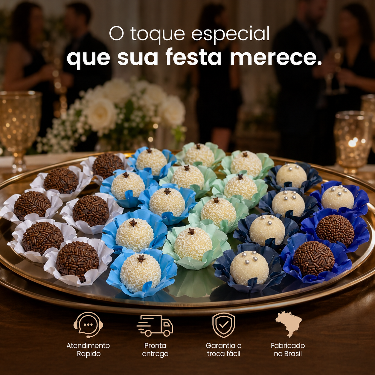 200 Forminhas Tons de Azul Forminha Para Doces Finos Casamento Festa Mesa Elegante Premium