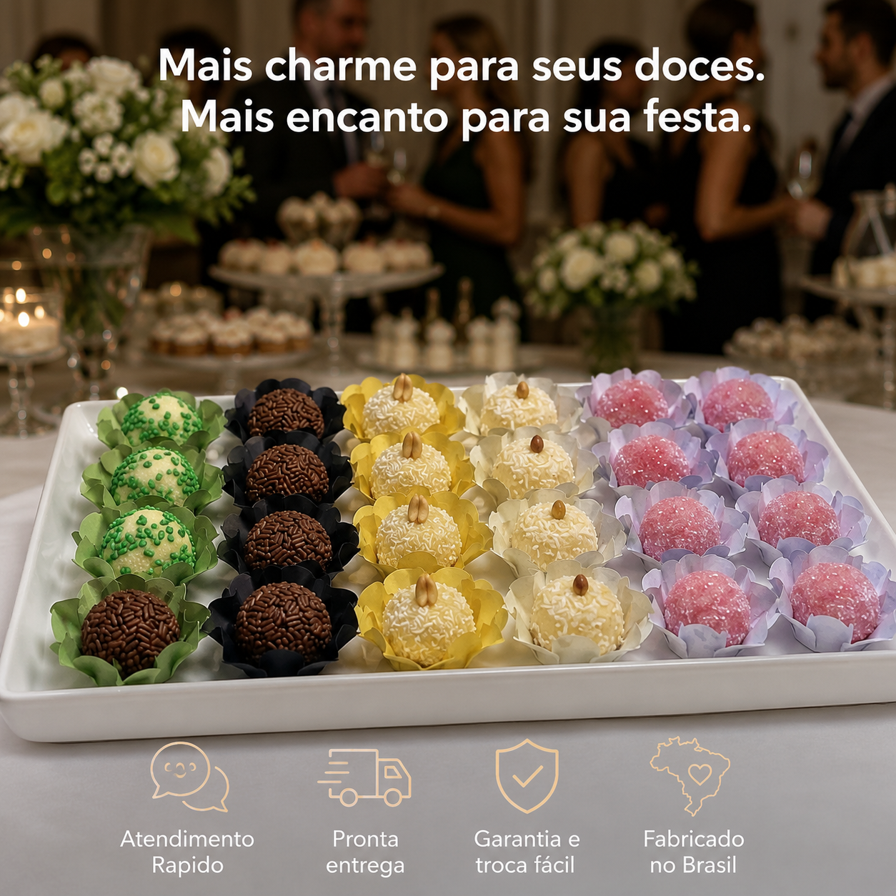 Kit 08 Forminha Para Doces Finos Casamento Festa Mesa Elegante Premium 200 unidades