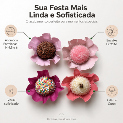 200 Forminhas Tons de Rosa Luxo para Doces Finos