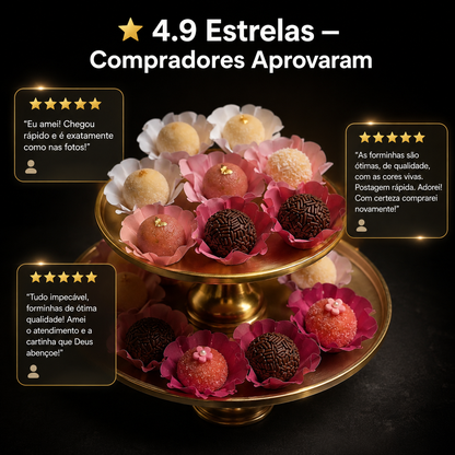 200 Forminhas Tons de Rosa Luxo para Doces Finos