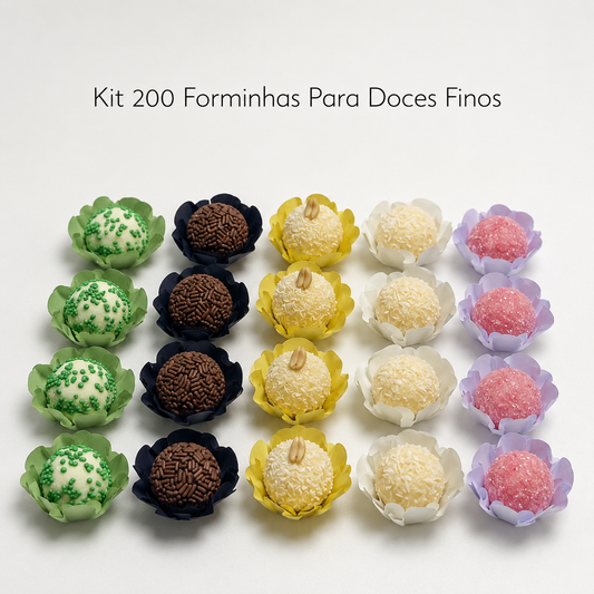 Kit 08 Forminha Para Doces Finos Casamento Festa Mesa Elegante Premium 200 unidades