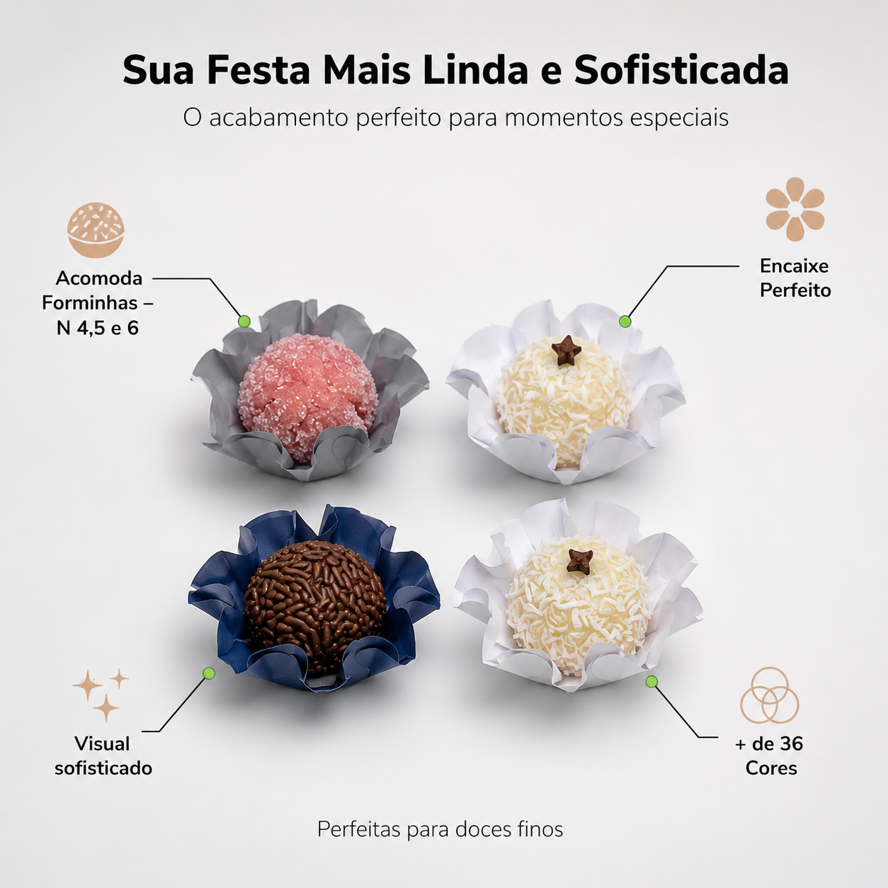 Kit 15 200 Unidades Forminhas Para Doces Finos Casamento Festa Mesa Elegante Premium