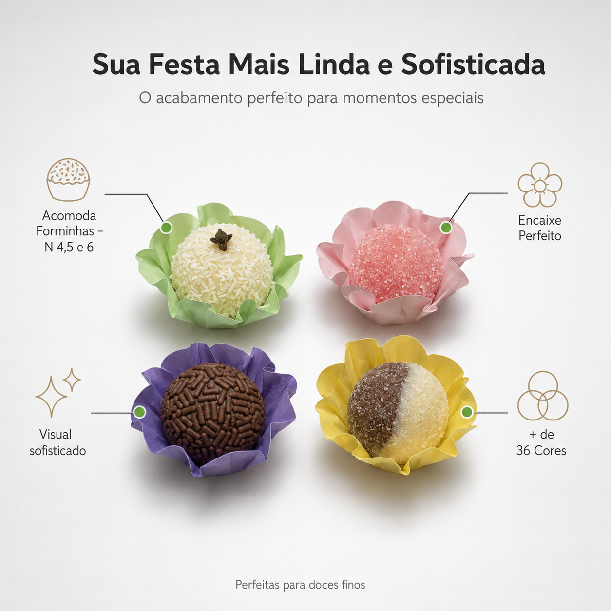 Kit 24 200 Unidades Forminhas Para Doces Finos