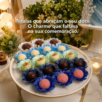 200 Forminhas Tons de Azul Forminha Para Doces Finos Casamento Festa Mesa Elegante Premium