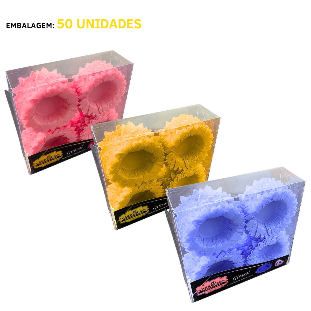 Forminhas Girassol Rosa Pink - 50 Unidades