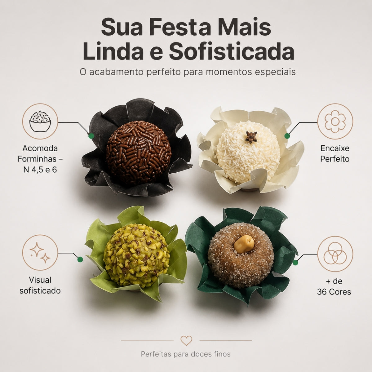 Kit 08 Forminha Para Doces Finos Casamento Festa Mesa Elegante Premium 200 unidades