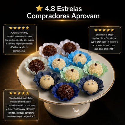 200 Forminhas Tons de Azul Forminha Para Doces Finos Casamento Festa Mesa Elegante Premium