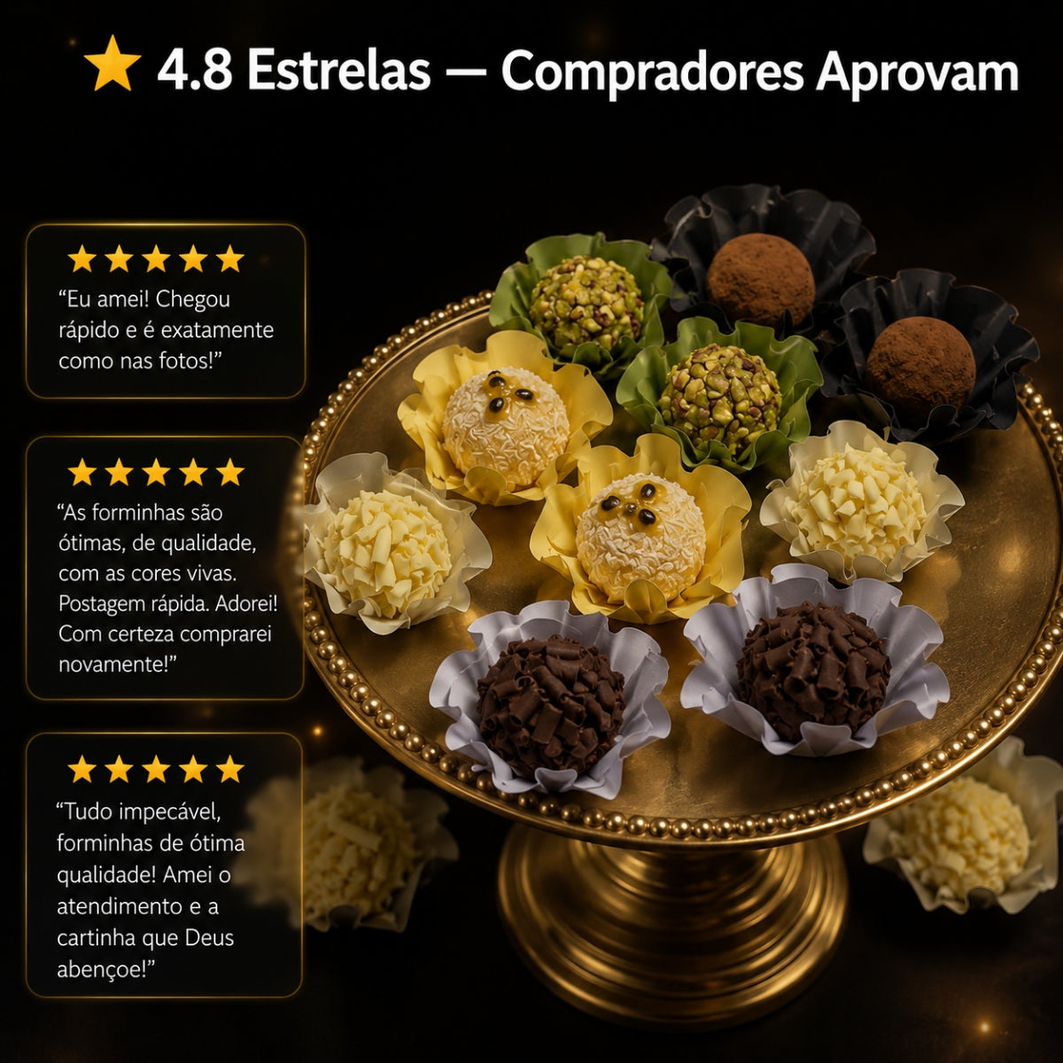 Kit 08 Forminha Para Doces Finos Casamento Festa Mesa Elegante Premium 200 unidades