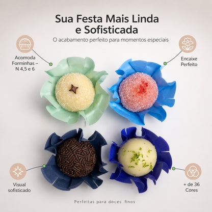 200 Forminhas Tons de Azul Forminha Para Doces Finos Casamento Festa Mesa Elegante Premium