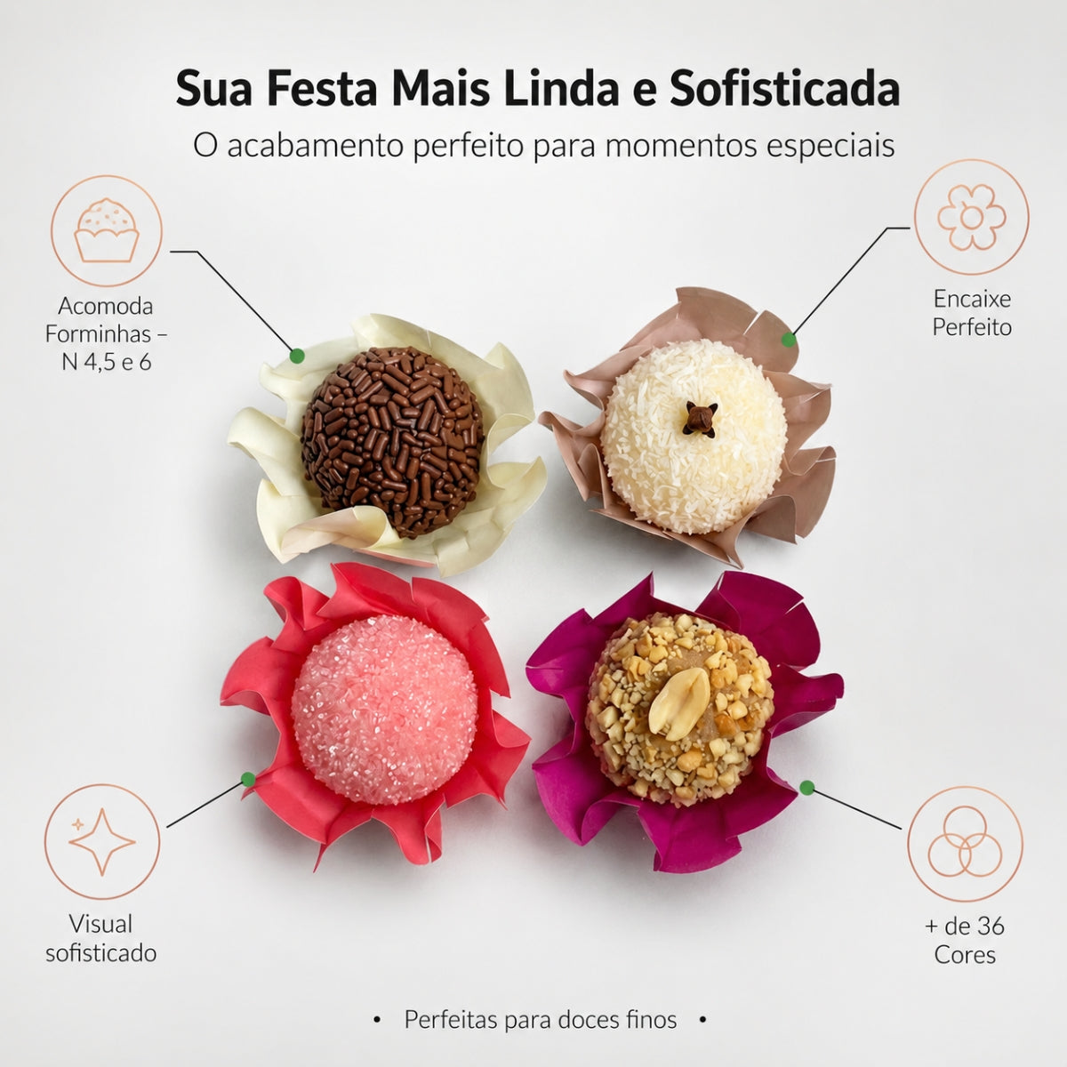 Kit 10 200 Unidades Forminha Para Doces Finos Casamento Festa Mesa Elegante Premium