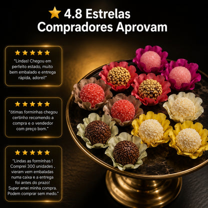 Kit 10 200 Unidades Forminha Para Doces Finos Casamento Festa Mesa Elegante Premium