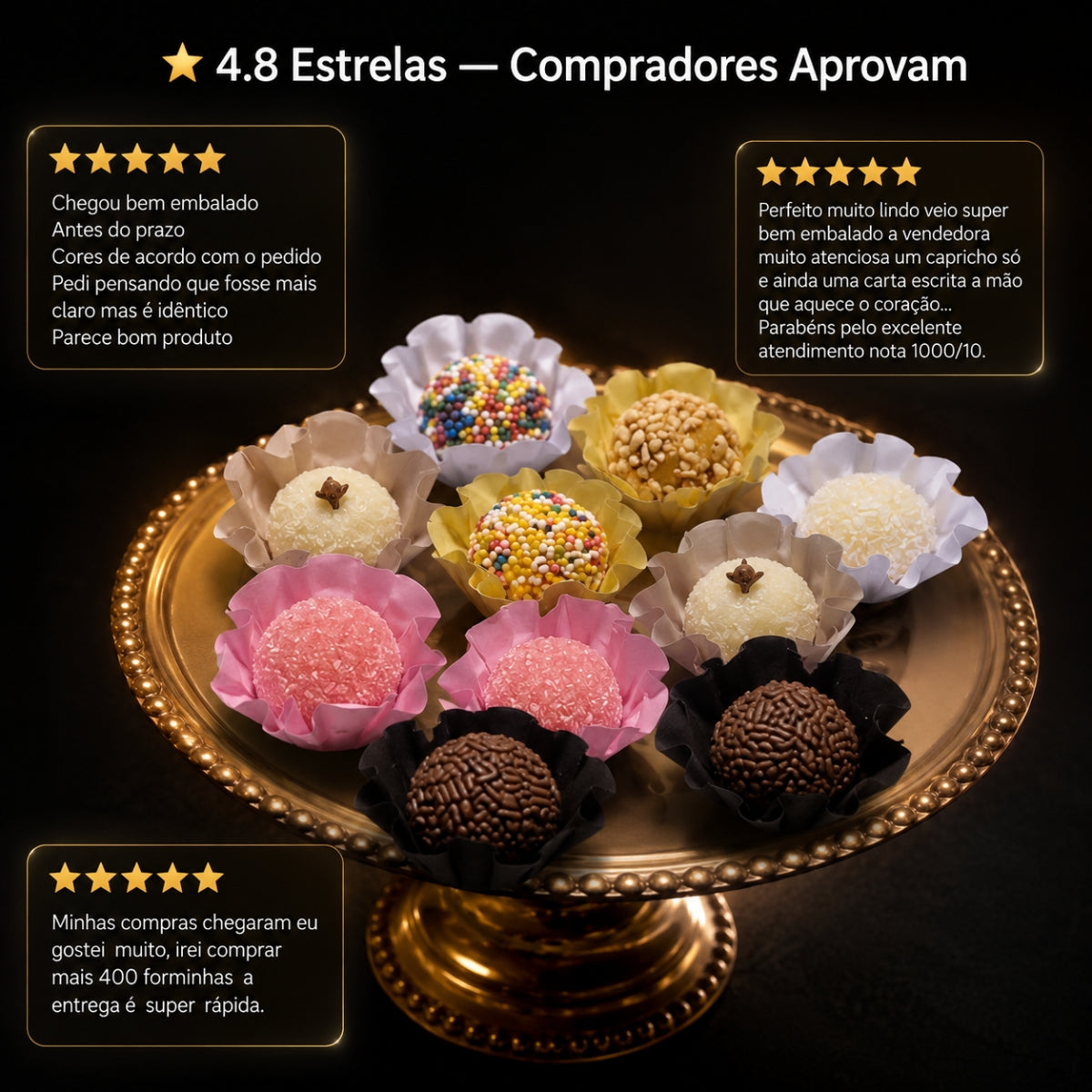 Kit 03  200 Forminhas Para Doces Finos Premium