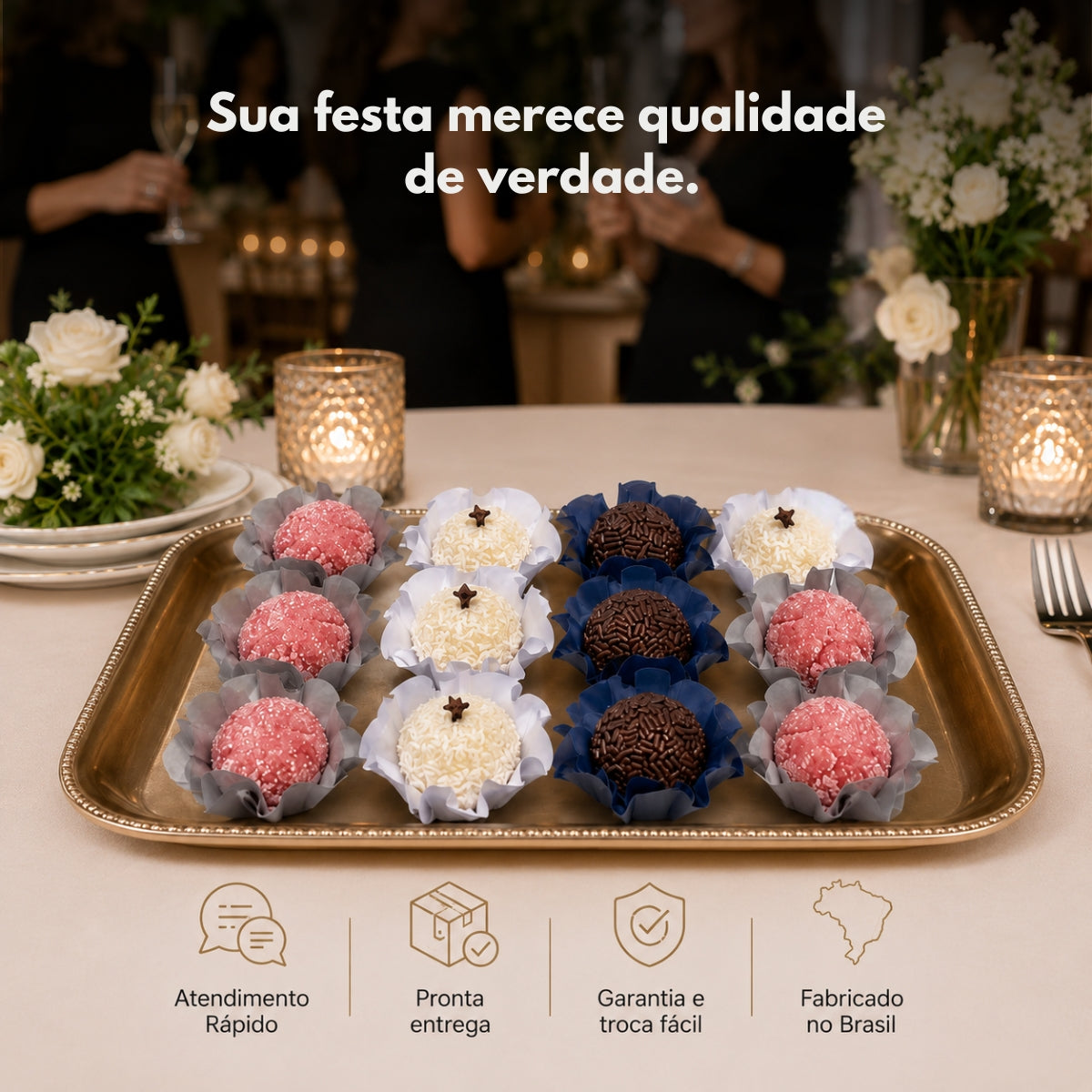 Kit 15 200 Unidades Forminhas Para Doces Finos Casamento Festa Mesa Elegante Premium