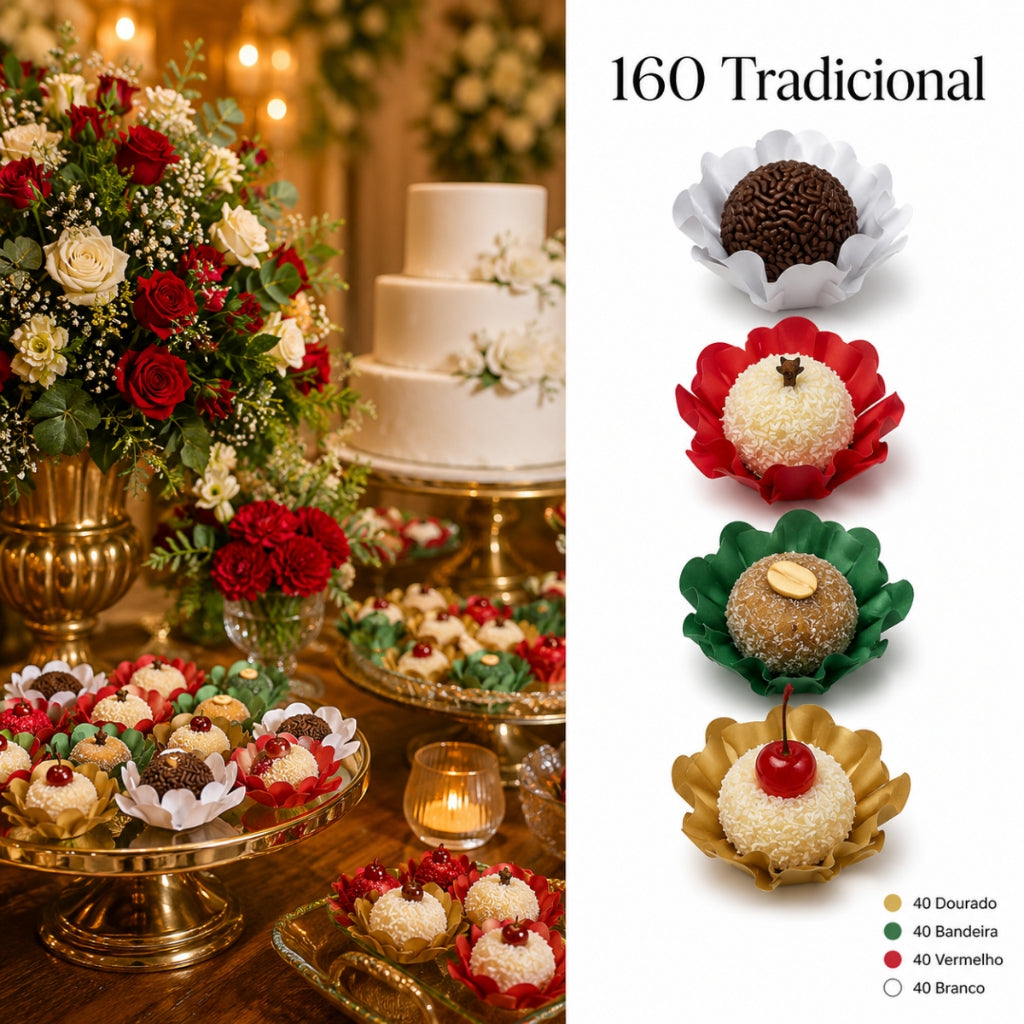 Kit 160 Forminhas para Doces – Cores Natalinas – Kit 5 Cores| Para Festa, Casamento, Natal e Confeitaria