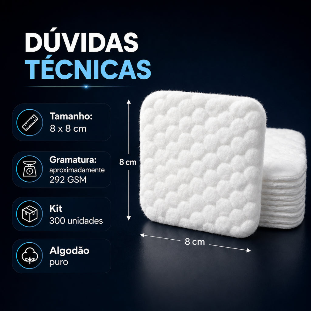 KIT 300 Quadradinho de Algodão Sem Perfume