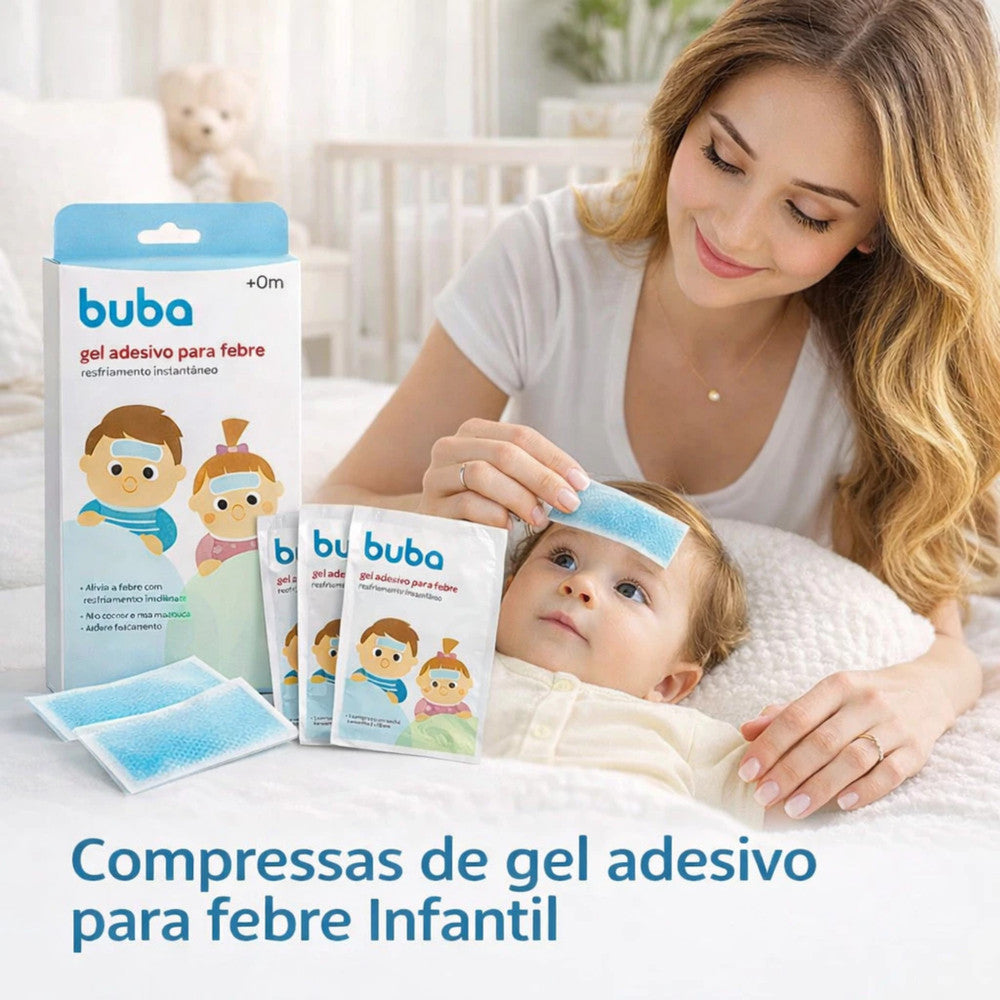 Gel Adesivo Compressa Refrescante Para Alívio Rápido da Febre Infantil BUBA