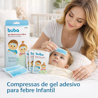 Gel Adesivo Compressa Refrescante Para Alívio Rápido da Febre Infantil BUBA