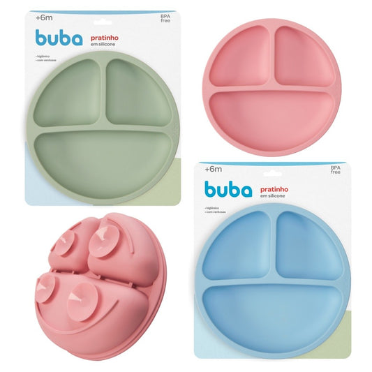 Prato Infantil Silicone com Divisórias Pratinho Infantil Buba