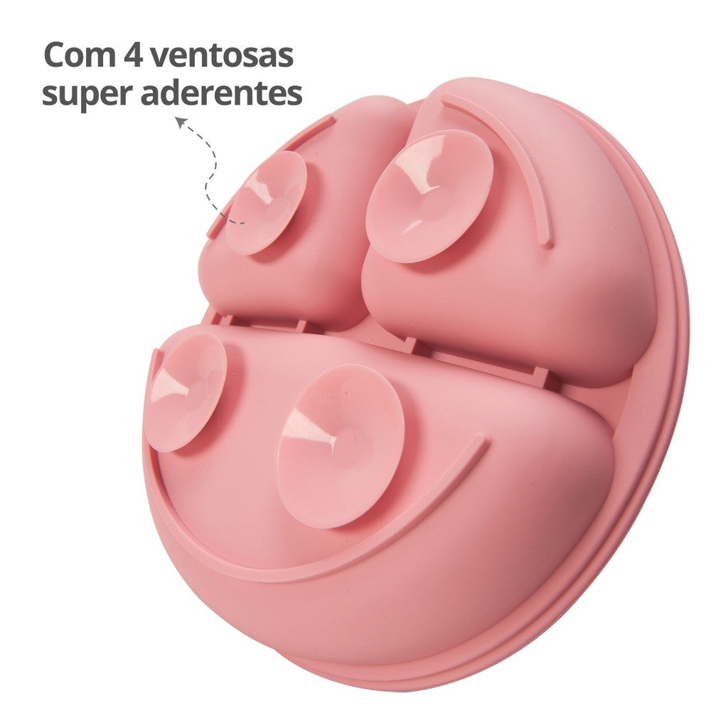 Prato Infantil Silicone com Divisórias Pratinho Infantil Buba