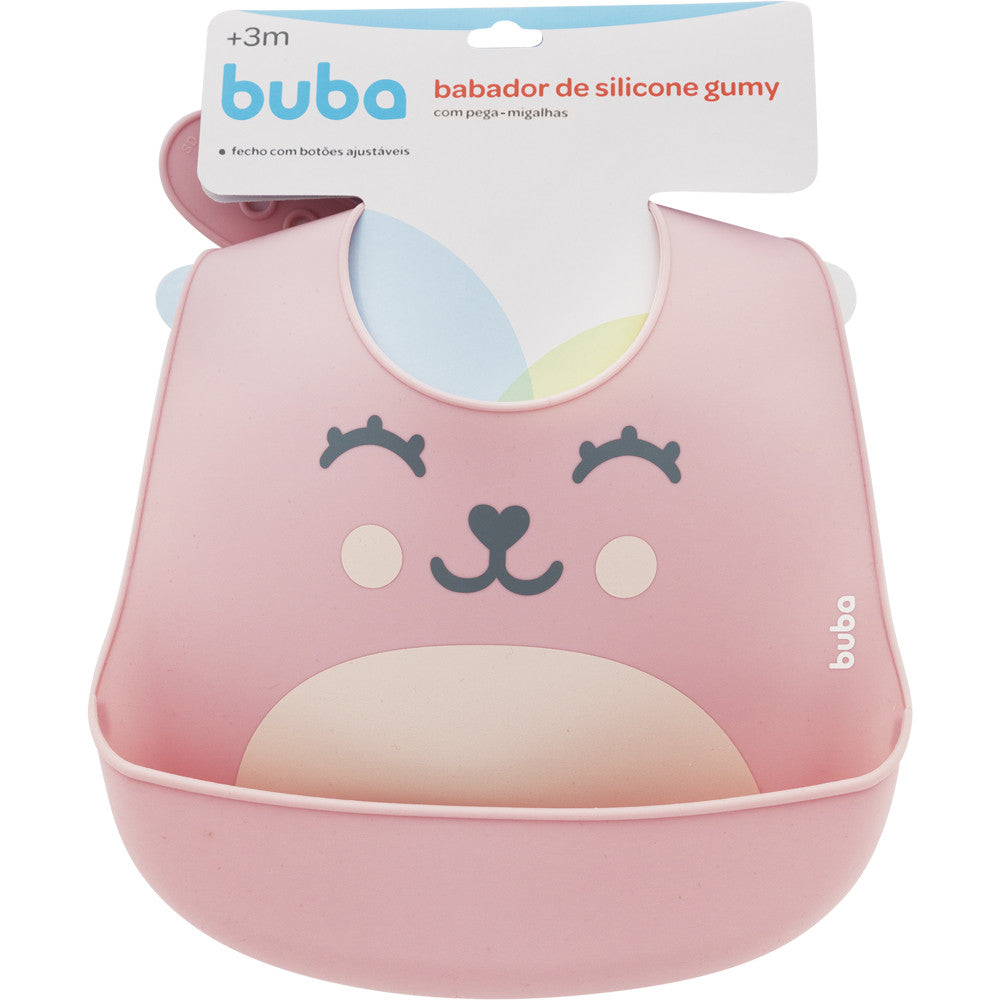 Babador De Silicone Gumy Impermeável Pega Migalha Buba Rosa Azul Verde