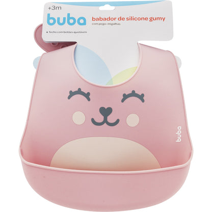 Babador De Silicone Gumy Impermeável Pega Migalha Buba Rosa Azul Verde