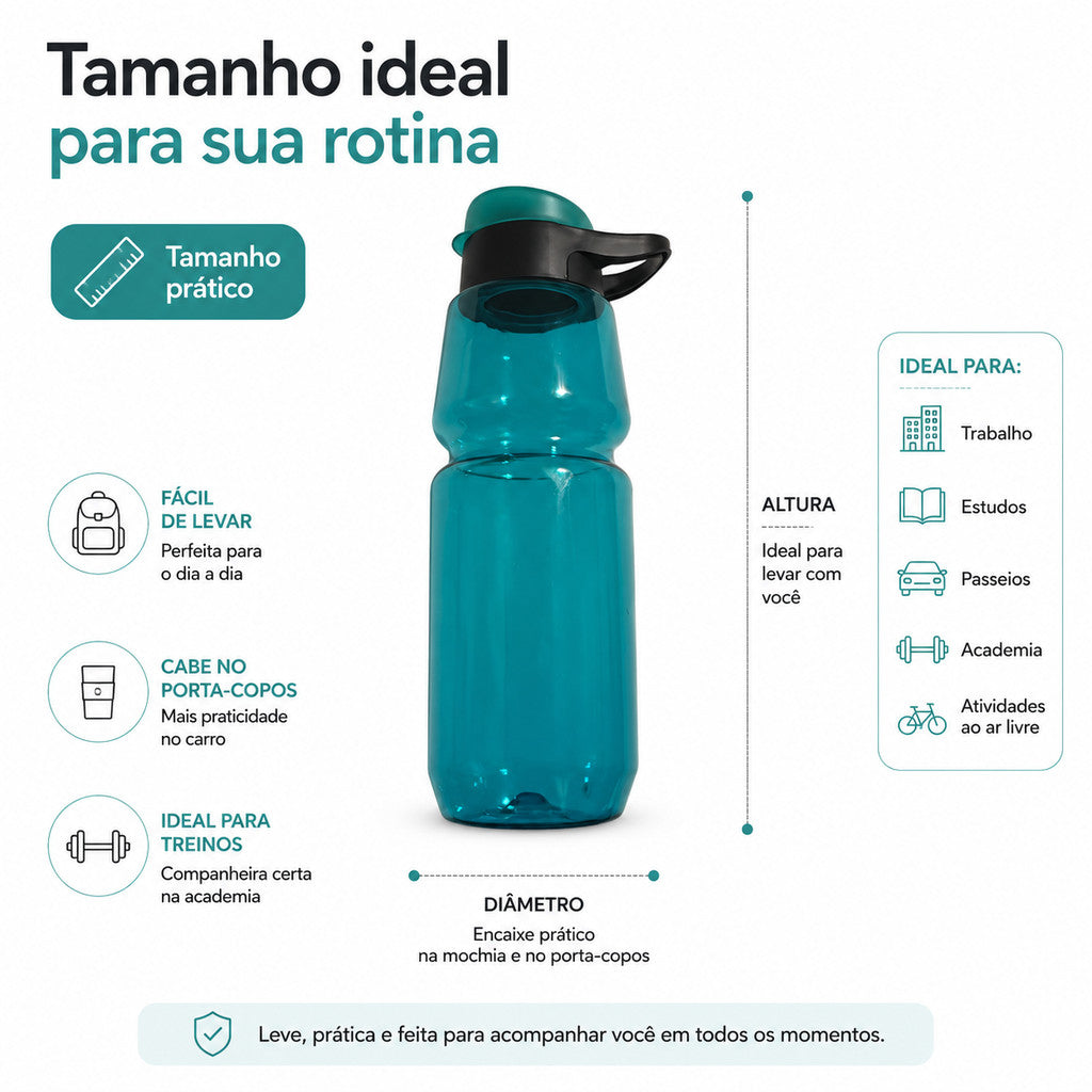 Garrafa Squeeze De Água Esportiva Azul Com Alça Para Academia Treino E Dia A Dia