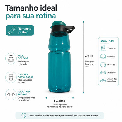 Garrafa Squeeze De Água Esportiva Azul Com Alça Para Academia Treino E Dia A Dia