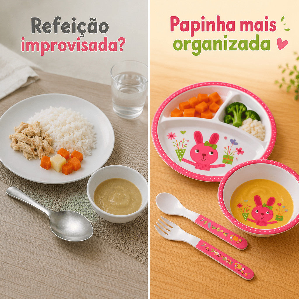 Kit Alimentação Bebê Pratinho Com Divisórias Introdução Alimentar Infantil Para Bebês
