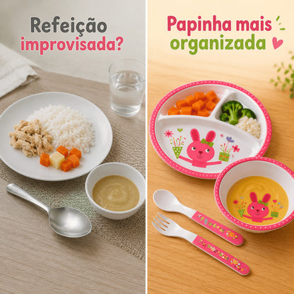 Kit Alimentação Bebê Pratinho Com Divisórias Introdução Alimentar Infantil Para Bebês