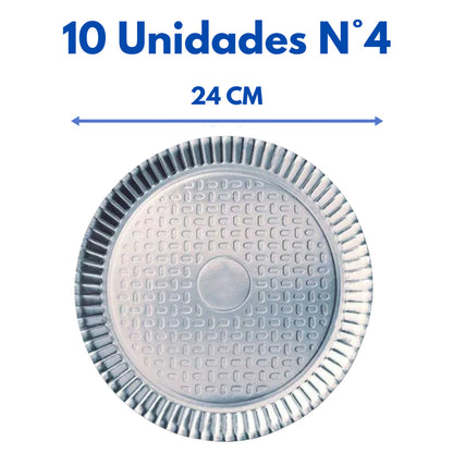 Prato Laminado Redondo Prata Kit 10 Un Prato Descartável Para Bolo Kit Festa Aniversário Decoração N3 A N8