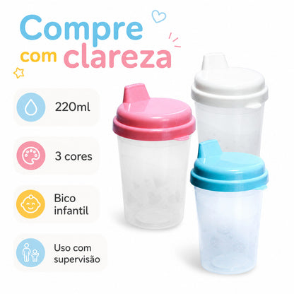 Copinho De Transição Plastibaby 220ml Copo Para Bebê Treinamento Infantil Água Copo de Treinamento Bebê