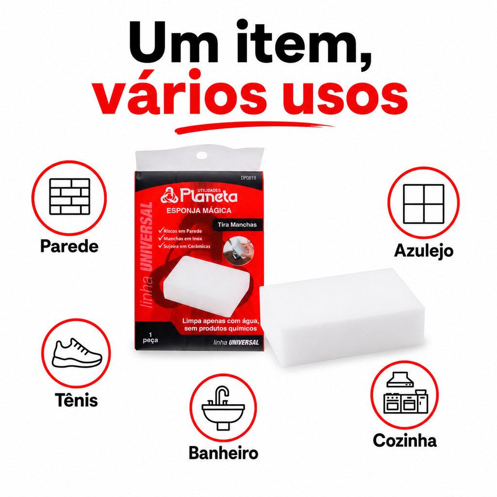 Kit 10 Esponja Mágica Melamina Para Limpeza Pesada Cozinha Banheiro Remove Manchas