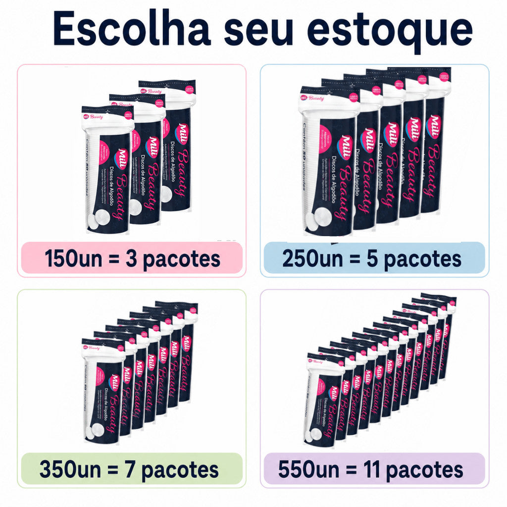 Discos De Algodão Mili 150 250 350 550 Un Algodao Disco Skin Care Higiene Do Bebê Limpeza De Pele