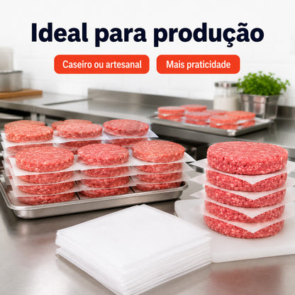 Separador De Hambúrguer Plástico Transparente Kit 100 ou 500 Un Embalagem Para Hambúrguer Artesanal