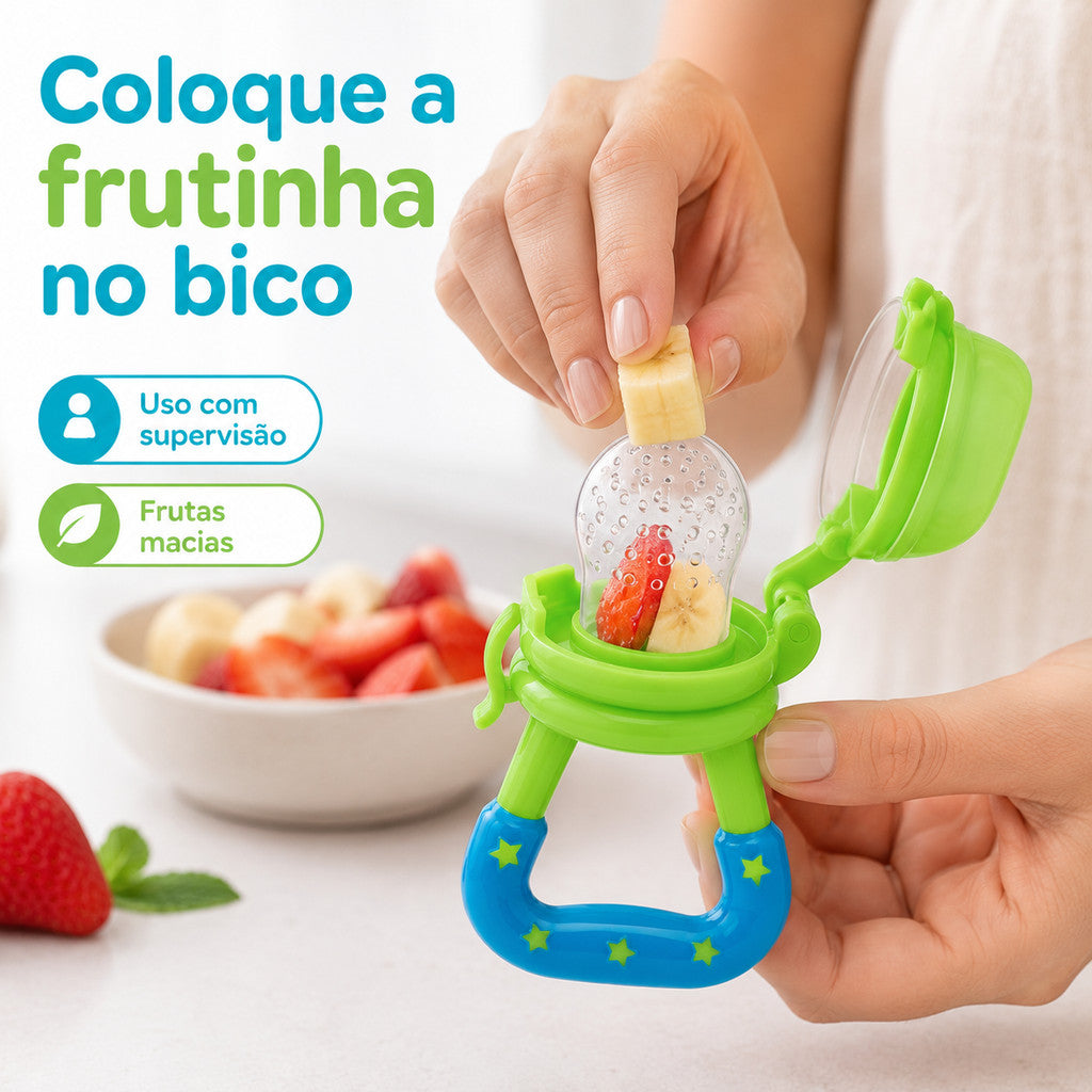 Porta Frutinha Buba Alimentadora Bico Silicone Bebê 6+ Alimentação Bebê Chupeta Silicone Frutas Infantil