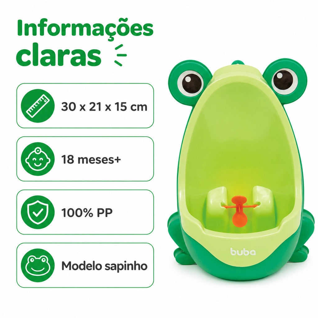 Penico Mictório Infantil Sapinho Buba Para Desfralde Menino Pinico Infantil Troninho Privadinha