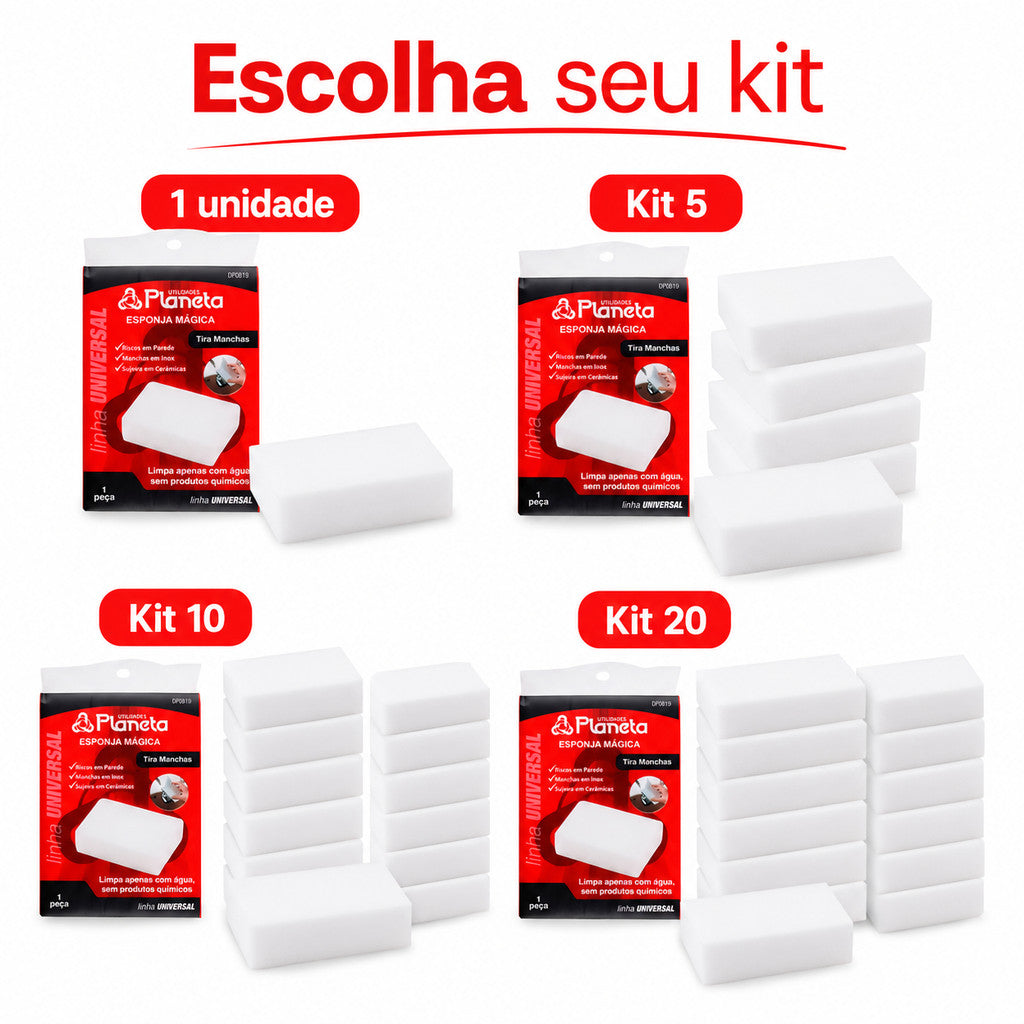 Kit 10 Esponja Mágica Melamina Para Limpeza Pesada Cozinha Banheiro Remove Manchas