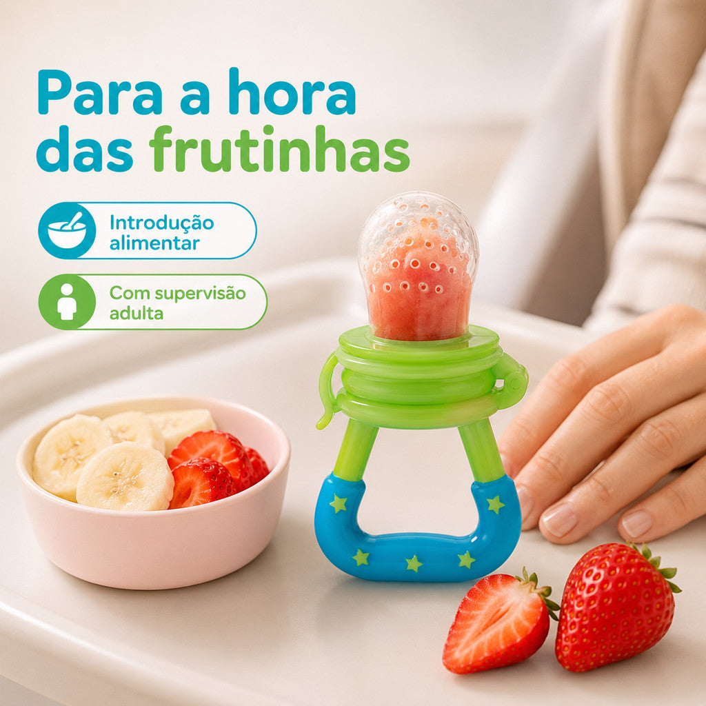 Porta Frutinha Buba Alimentadora Bico Silicone Bebê 6+ Alimentação Bebê Chupeta Silicone Frutas Infantil