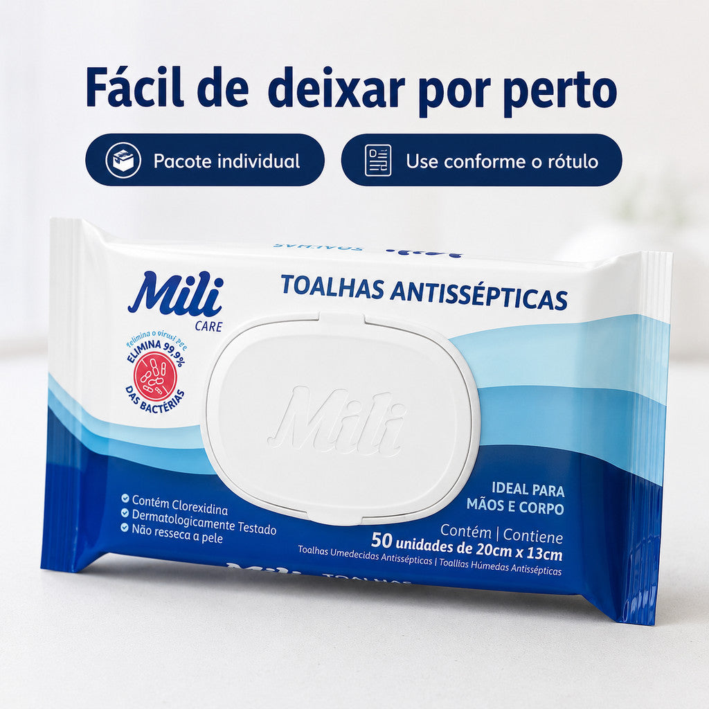 Lenço Umedecido Bebê Mili 3x50 Unidades Lencinho Para Kit Higiene Bebê Cuidados Com A Pele Limpeza