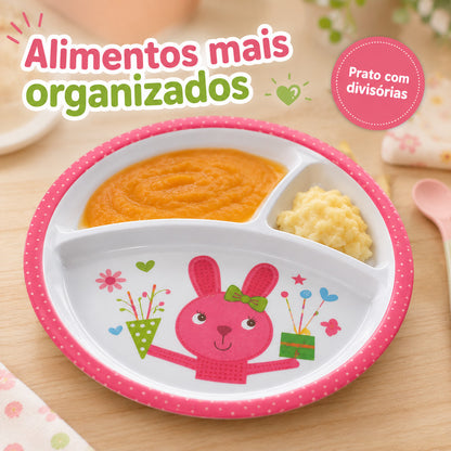 Kit Alimentação Bebê Pratinho Com Divisórias Introdução Alimentar Infantil Para Bebês