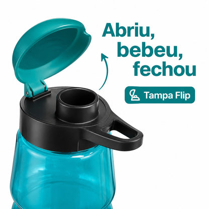 Garrafa Squeeze De Água Esportiva Azul Com Alça Para Academia Treino E Dia A Dia