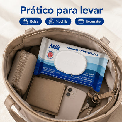 Lenço Umedecido Bebê Mili 3x50 Unidades Lencinho Para Kit Higiene Bebê Cuidados Com A Pele Limpeza