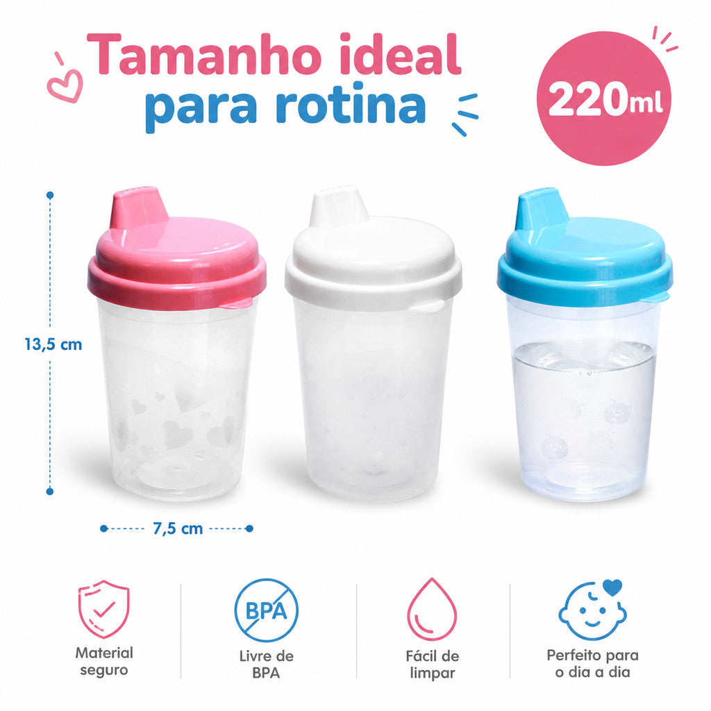 Copinho De Transição Plastibaby 220ml Copo Para Bebê Treinamento Infantil Água Copo de Treinamento Bebê